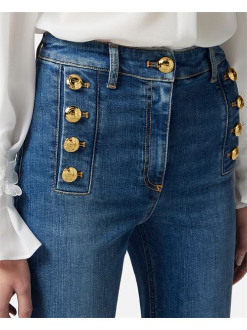 JEANS A ZAMPA CON BOTTONIERA ELISABETTA FRANCHI | PJ83D51E2139 blue vintage